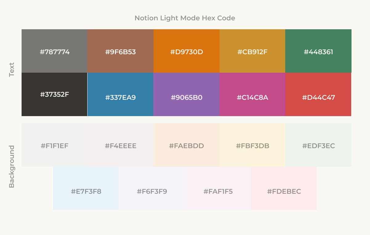 Notion Color Code Hex Color Palette Custom Colors In Notion Dark 
